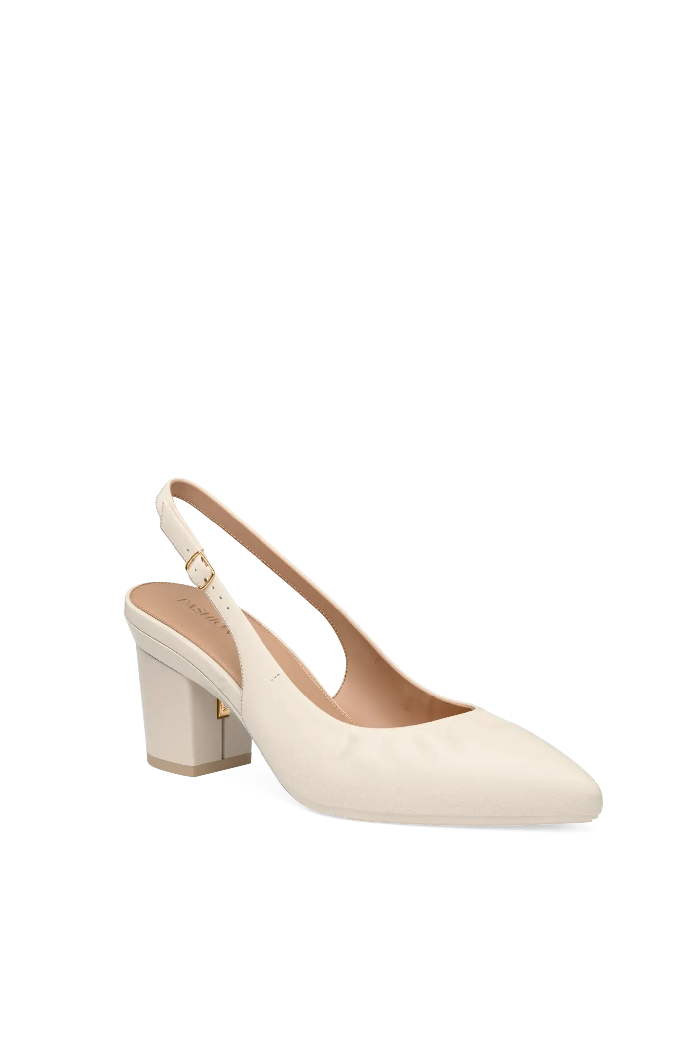 The Slingback Buckle - Ivory Leather 3 Block