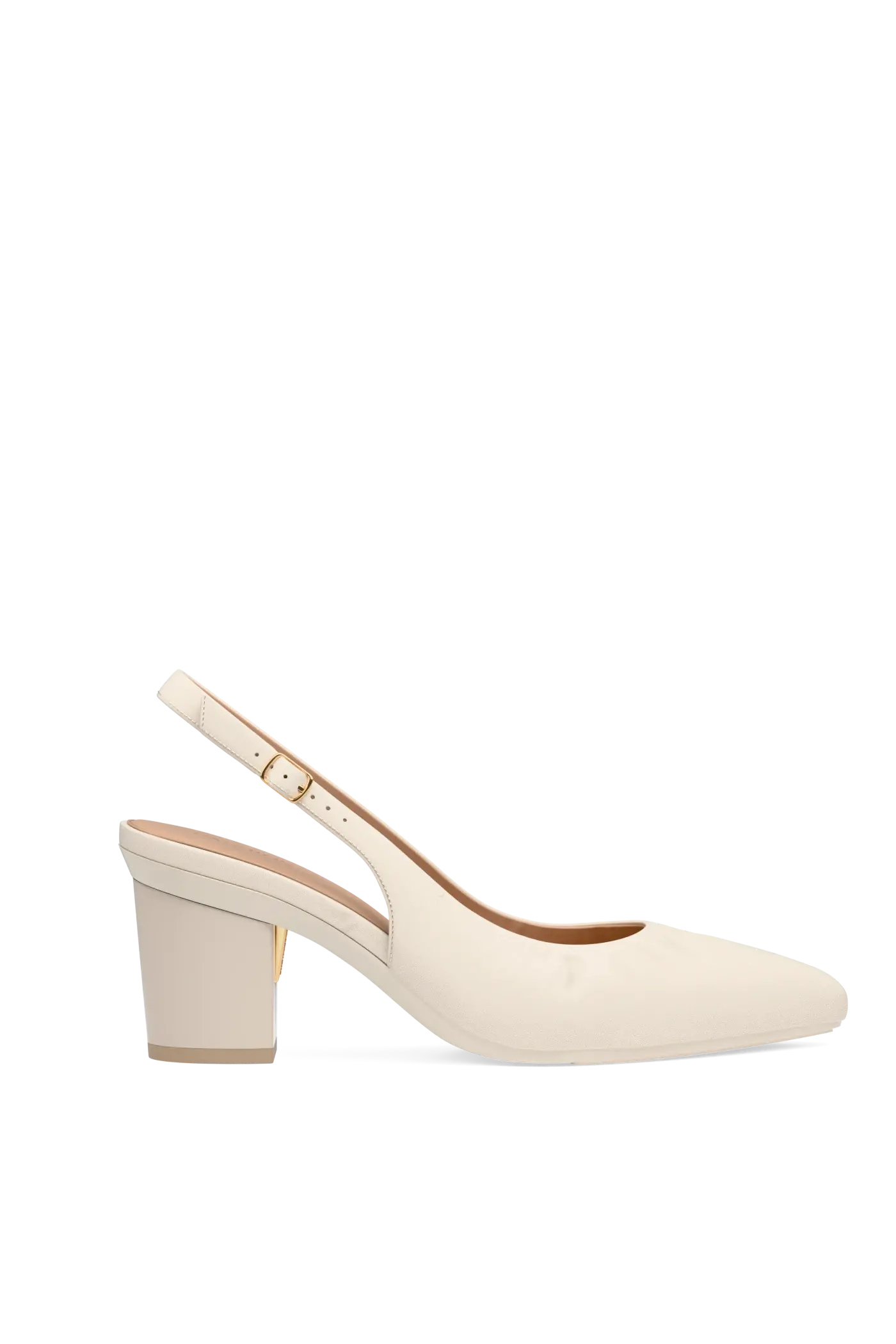 The Slingback Buckle - Ivory Leather 3 Block