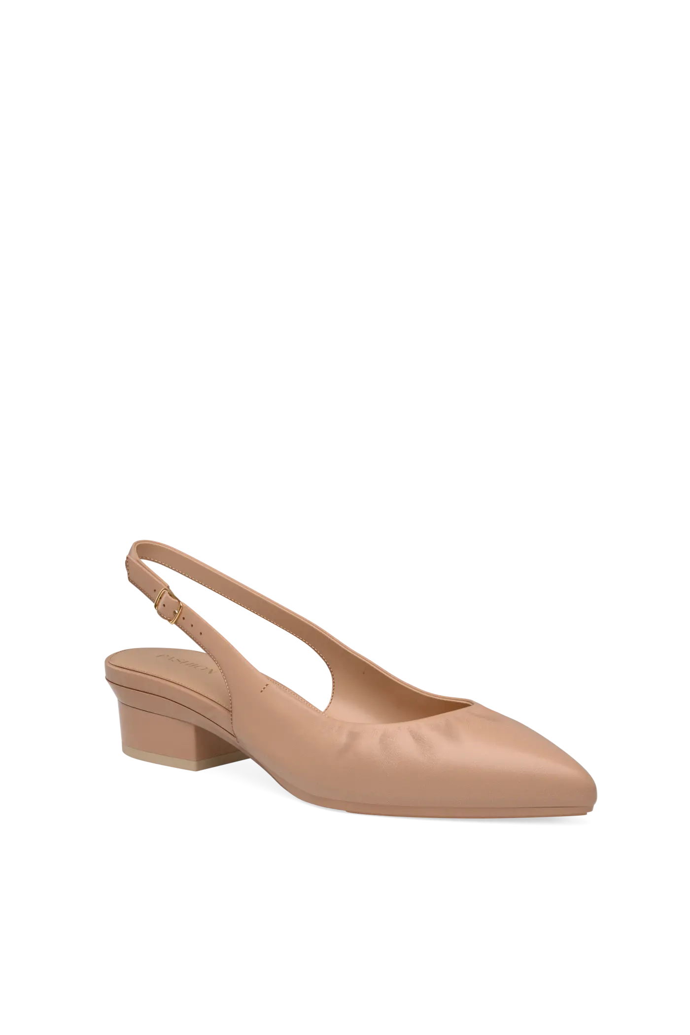 The Slingback Buckle - Latte Leather Flat