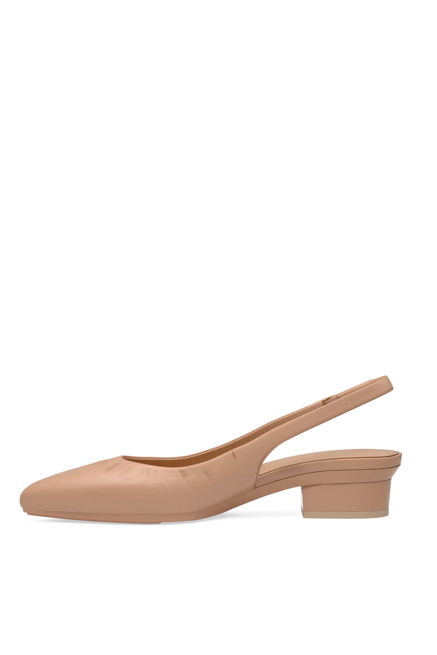 The Slingback Buckle - Latte Leather Flat