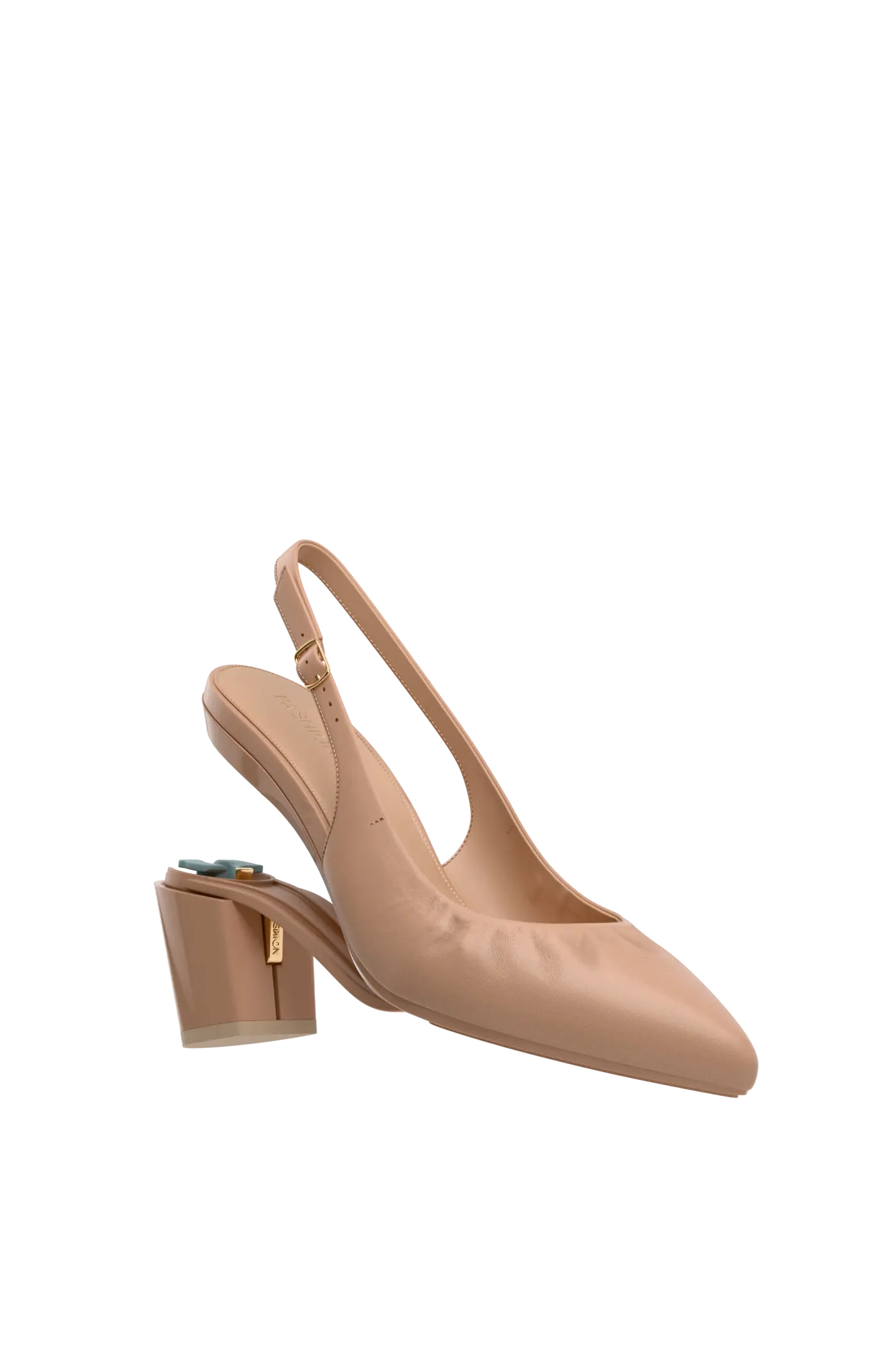 The Slingback Buckle - Latte Leather 3 Block