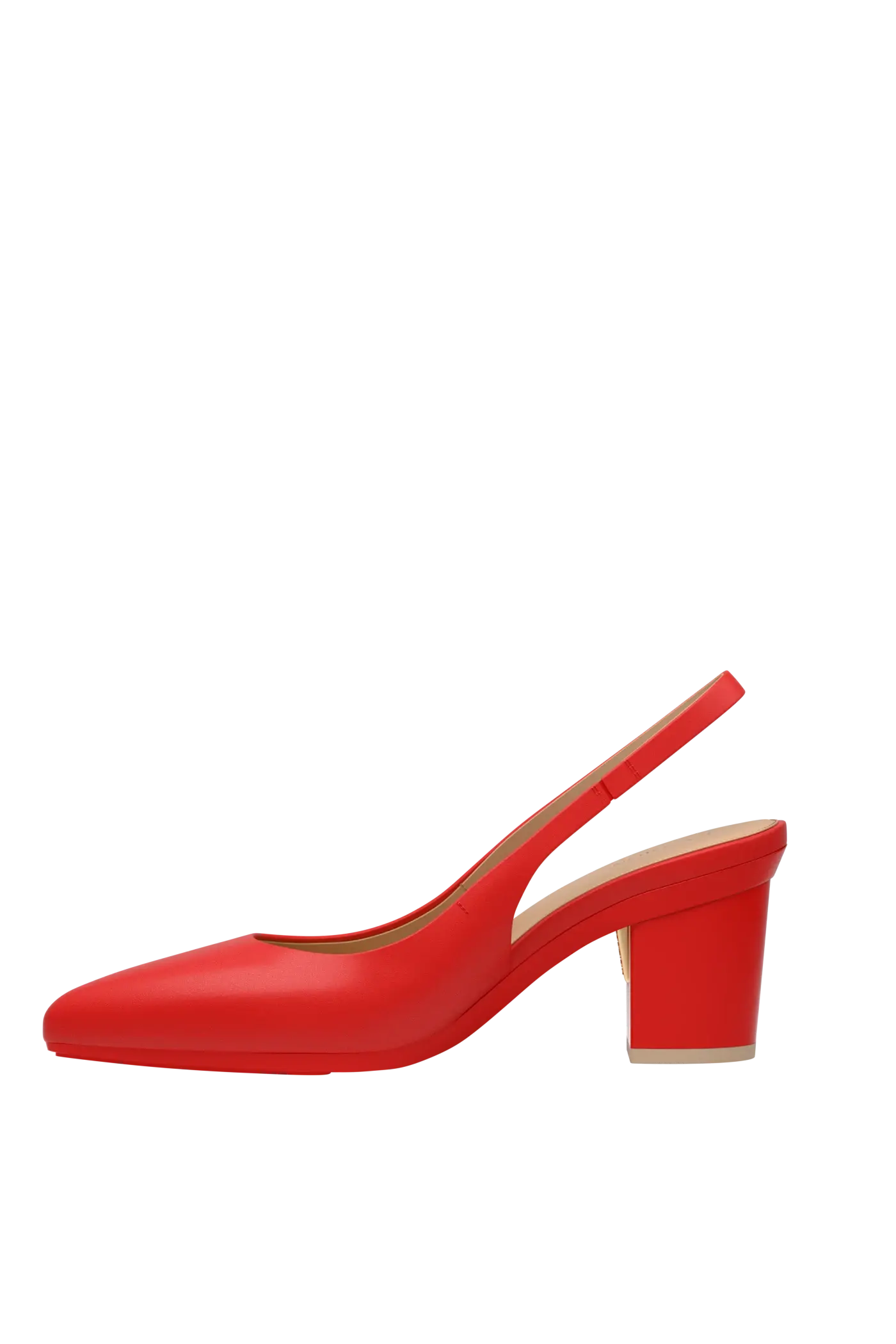 The Slingback - Cherry Red Leather 3 Block