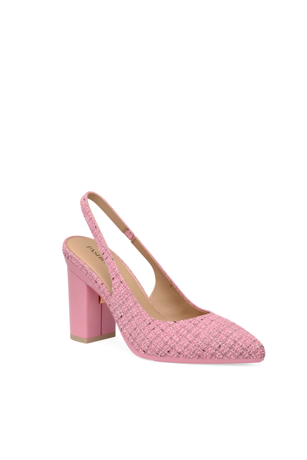 The Slingback Pink Tweed Block