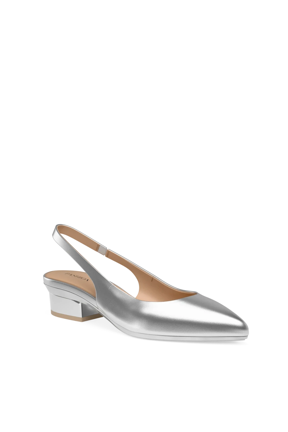 VT Slingback 8cm Silver Snake-grain Leather
