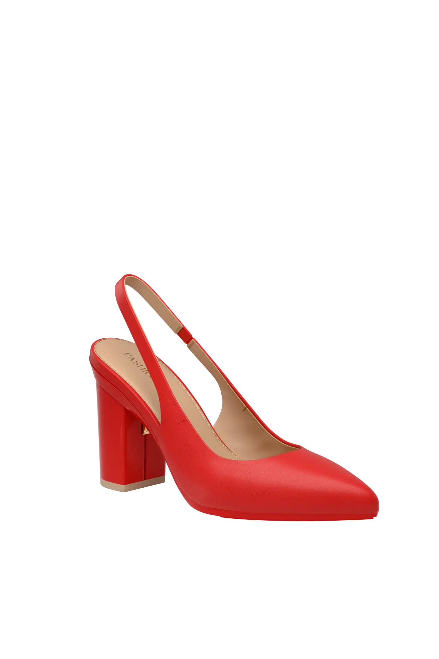 The Slingback - Cherry Red Leather 4 Block