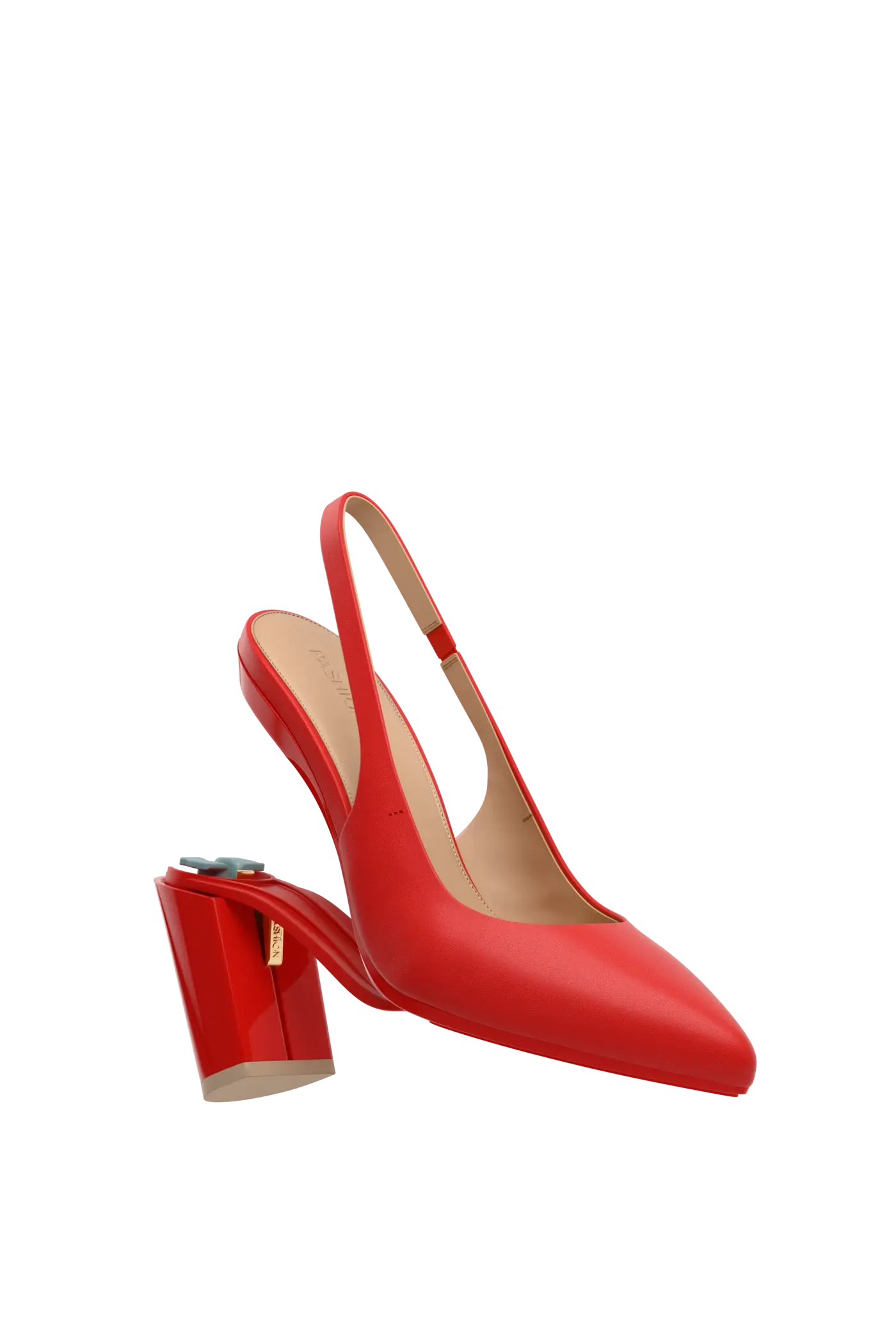 The Slingback - Cherry Red Leather 4 Block