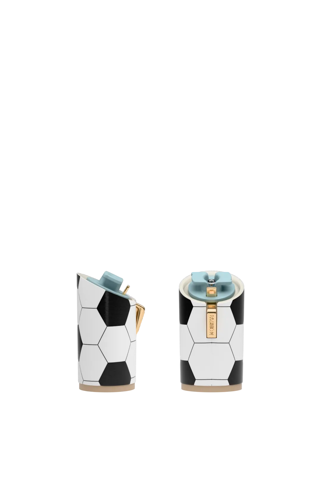 pair of cylinder block heel kit for convertible heels with soccer leather print