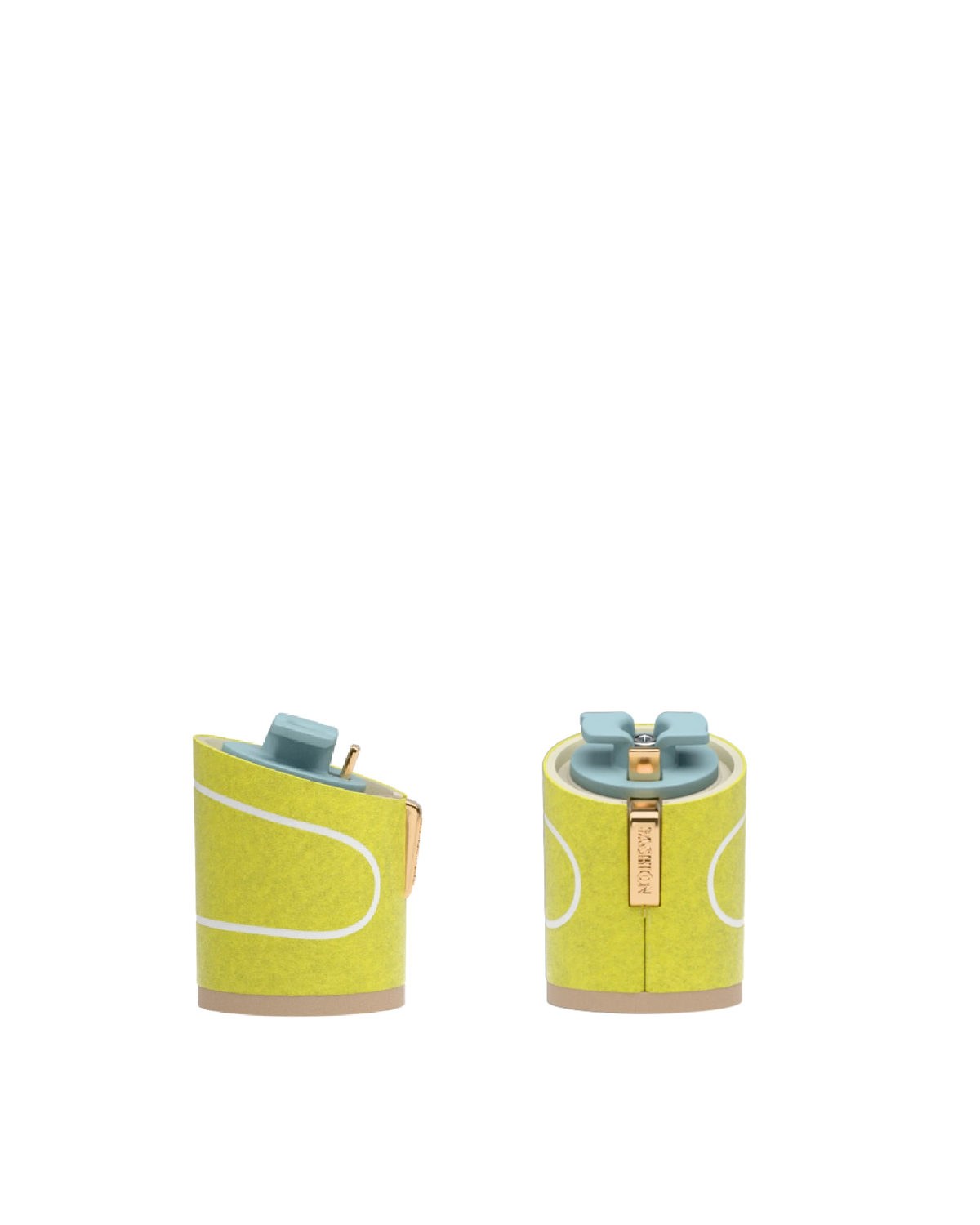 Cylinder Block Heel Kit 3 Tennis Ball, 3-inch interchangeable cylinder block heel, side view. Pashion convertible heels go from heel to flat and are customizable with interchangeable heel kits.
