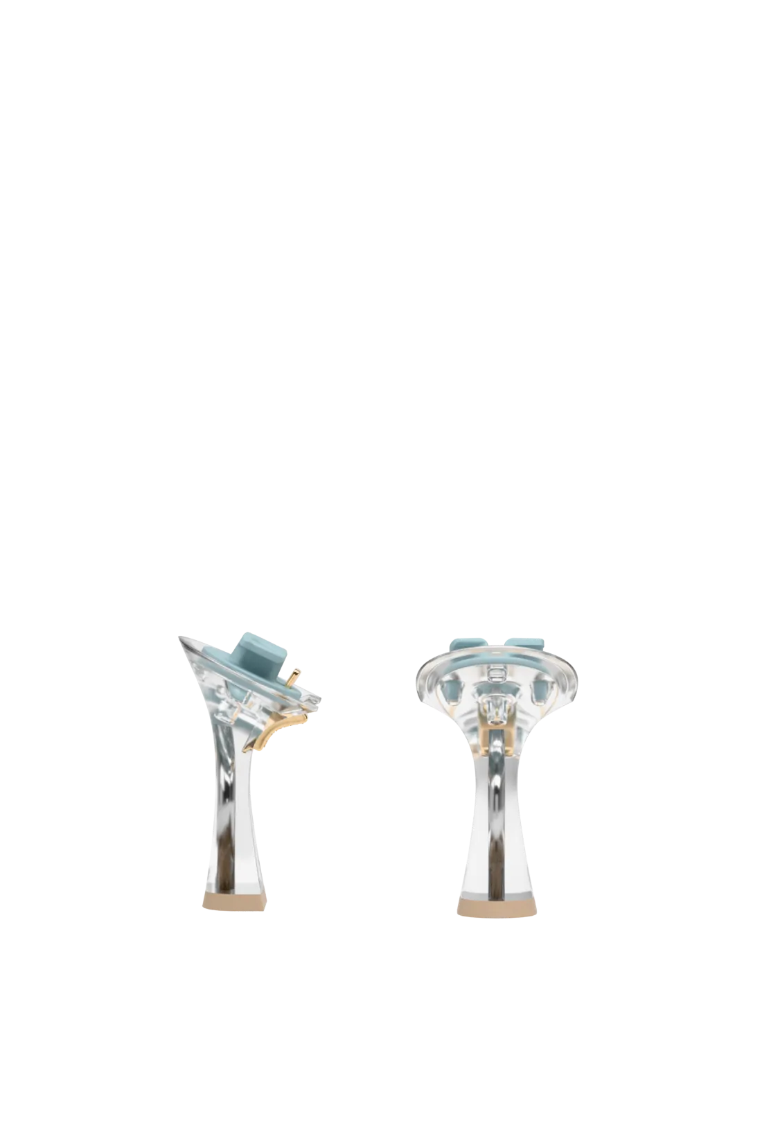 pair of transparent clear flare stiletto