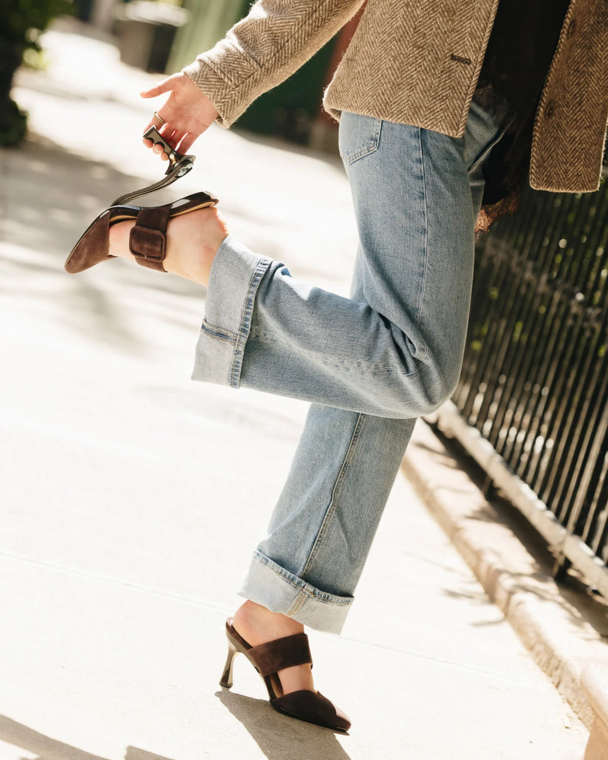 The Valerie Mule - Chocolate Suede 4 Block