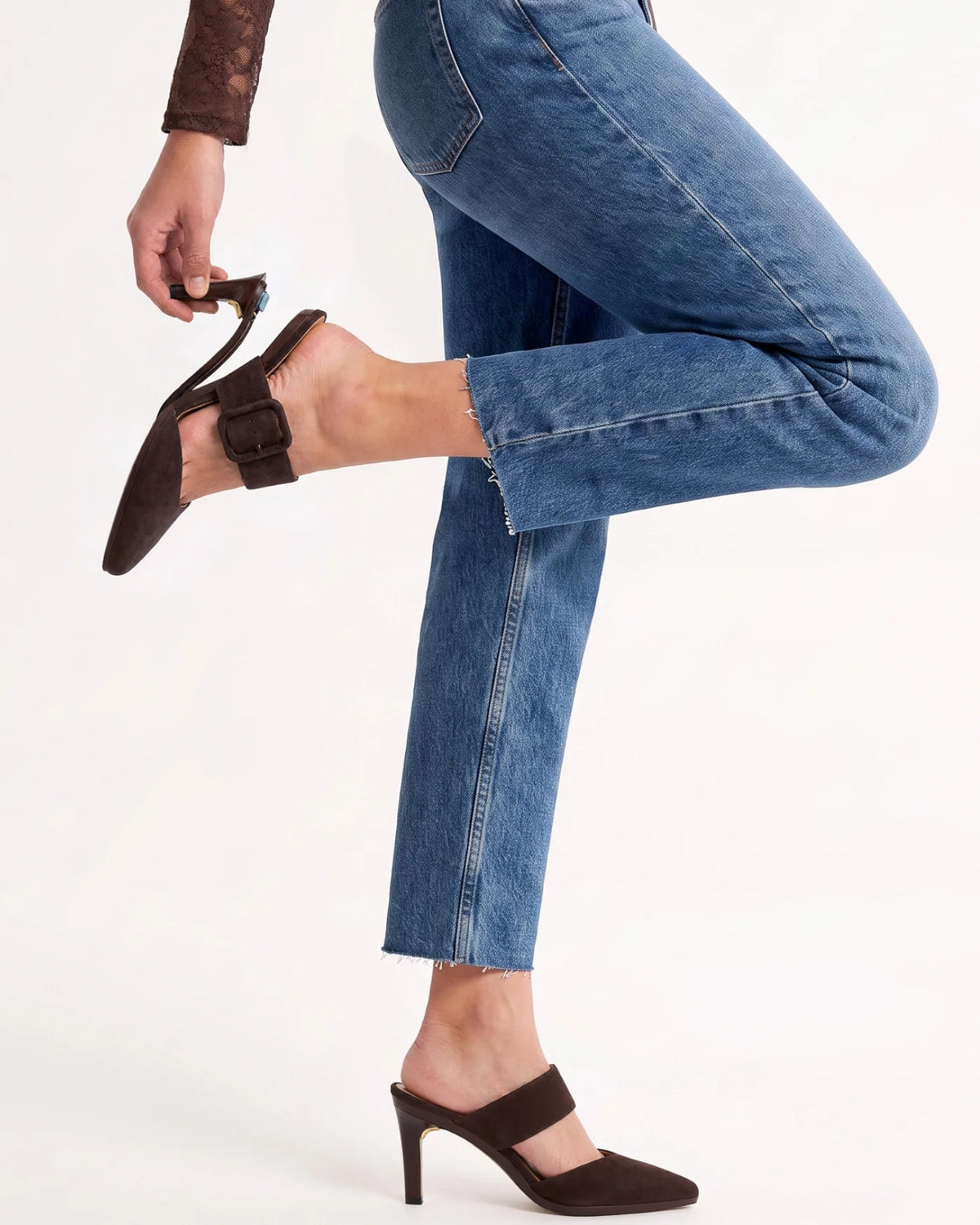 The Valerie Mule - Chocolate Suede 4 Stiletto