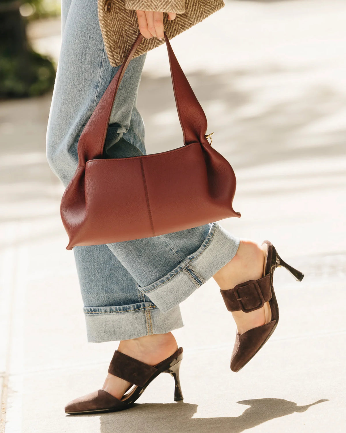 The Valerie Mule - Chocolate Suede 4 Block