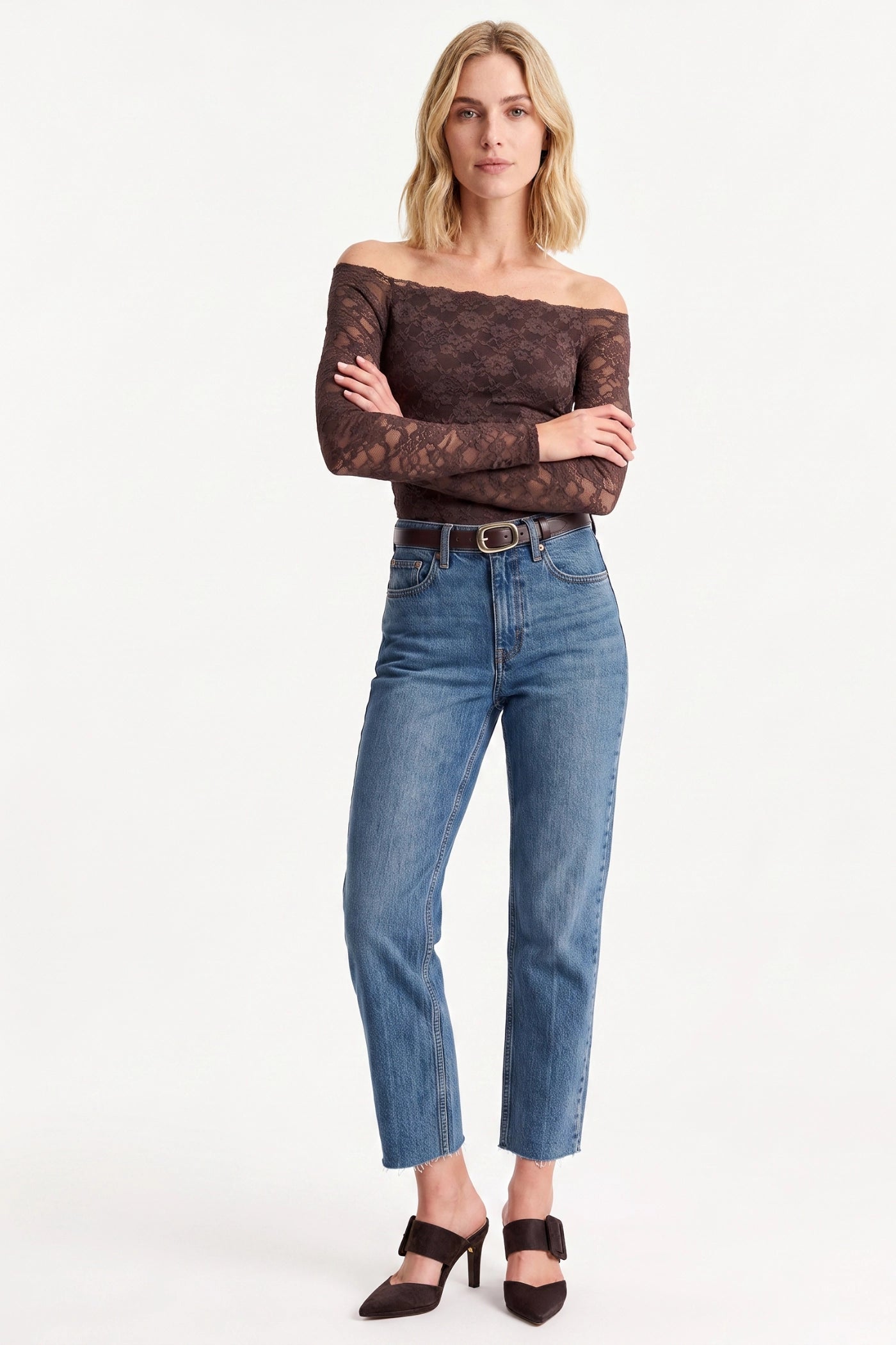 The Valerie Mule - Chocolate Suede 4 Stiletto