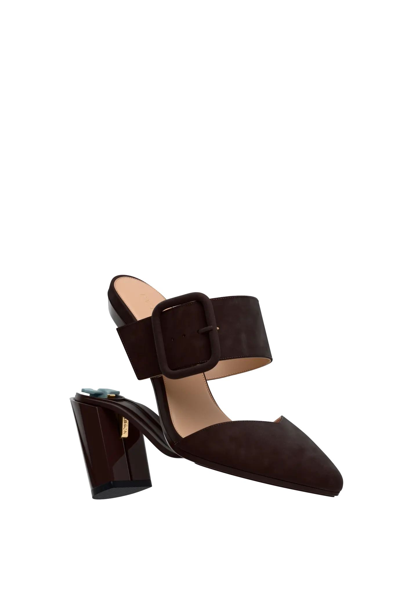 The Valerie Mule - Chocolate Suede 4 Block