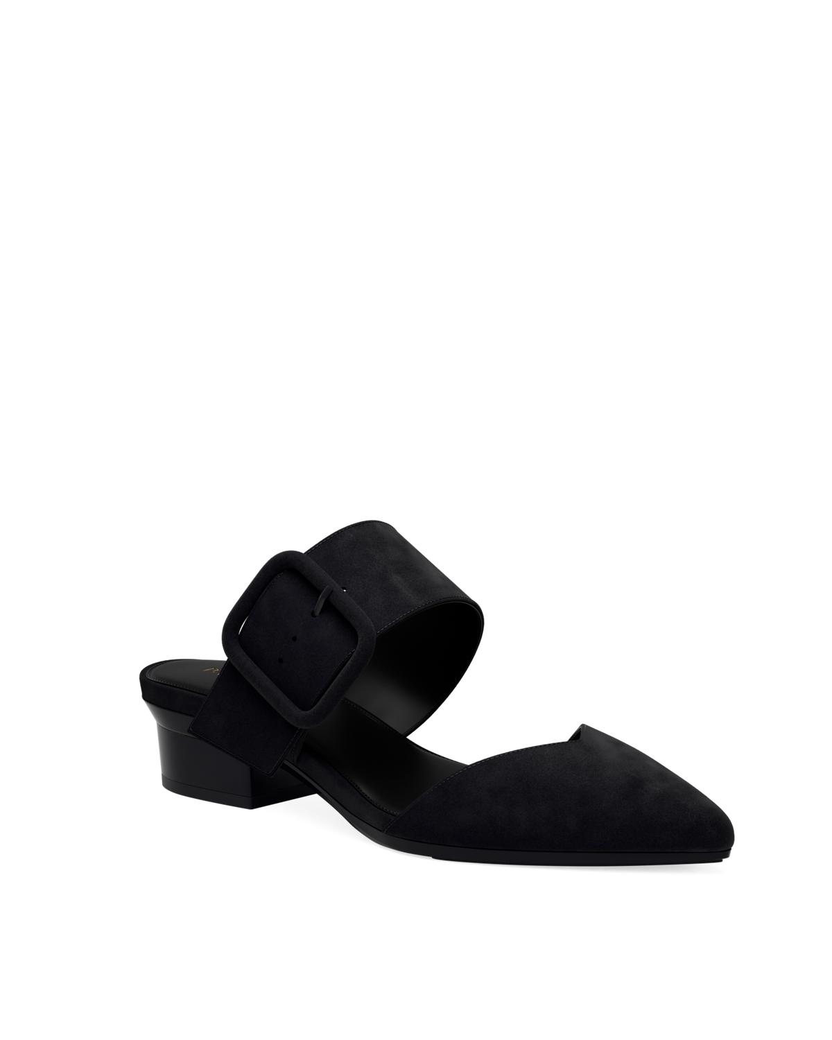 The Valerie Mule - Coal Black Suede 4 Block
