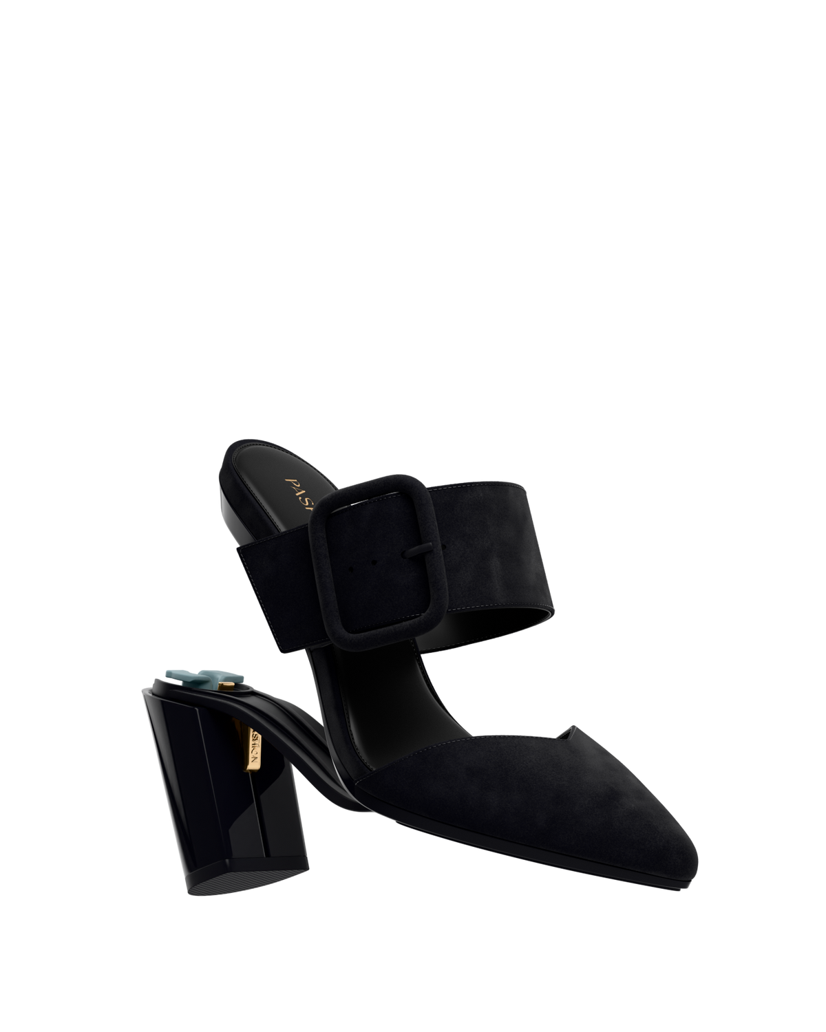 The Valerie Mule - Coal Black Suede 4 Block