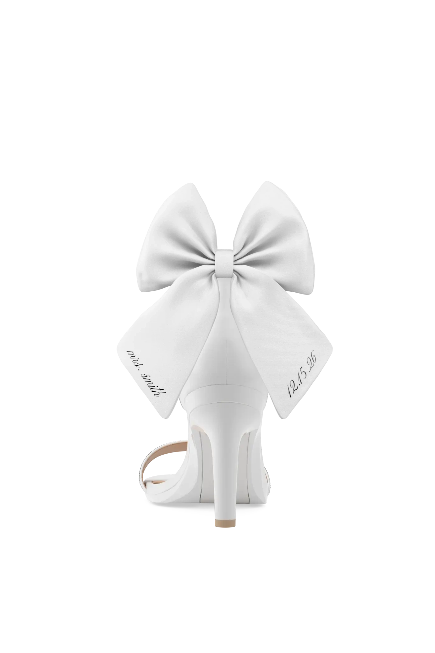 Personalized Ankle Bow White Satin Clip