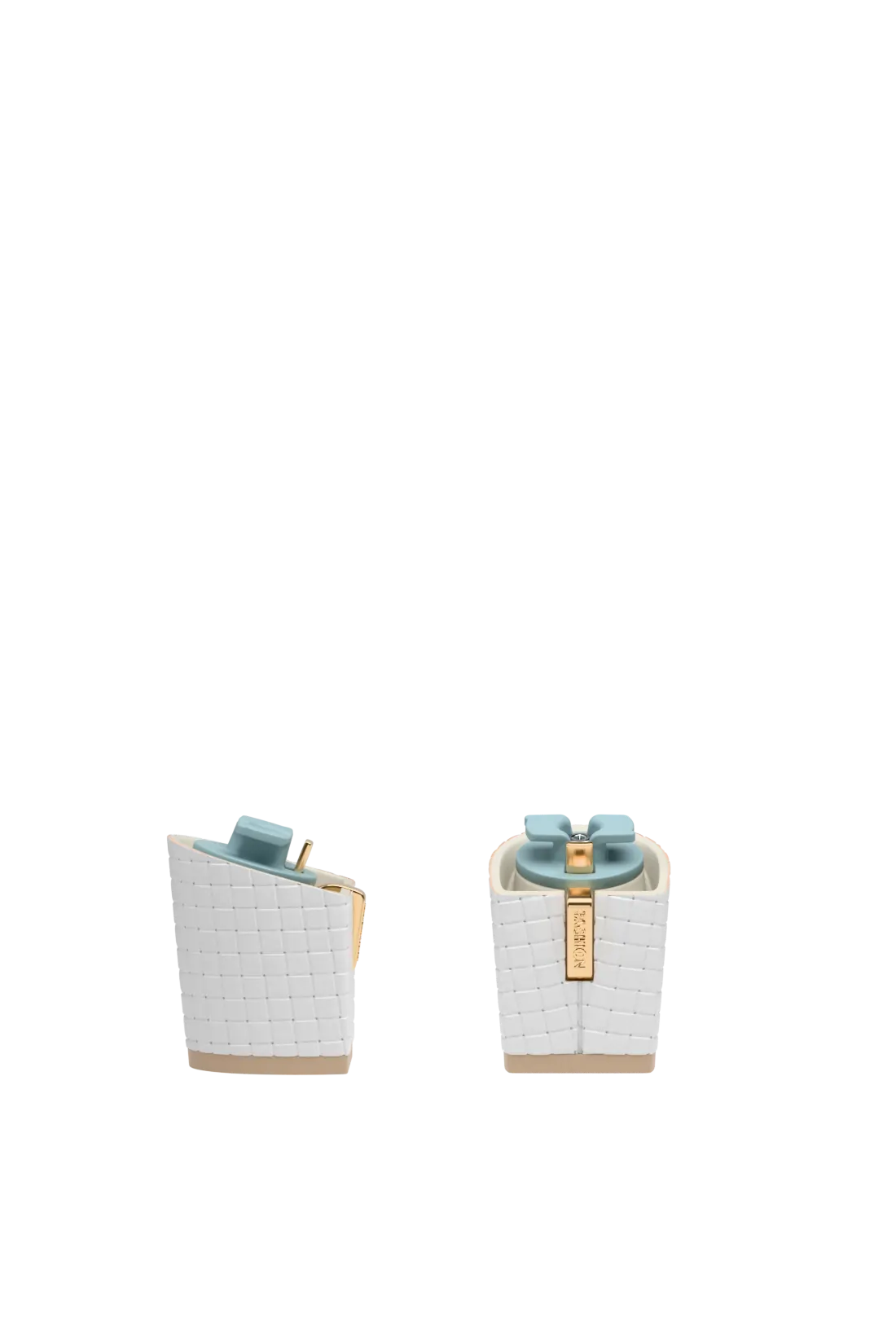 Block Heel Kit 3 White Woven Leather
