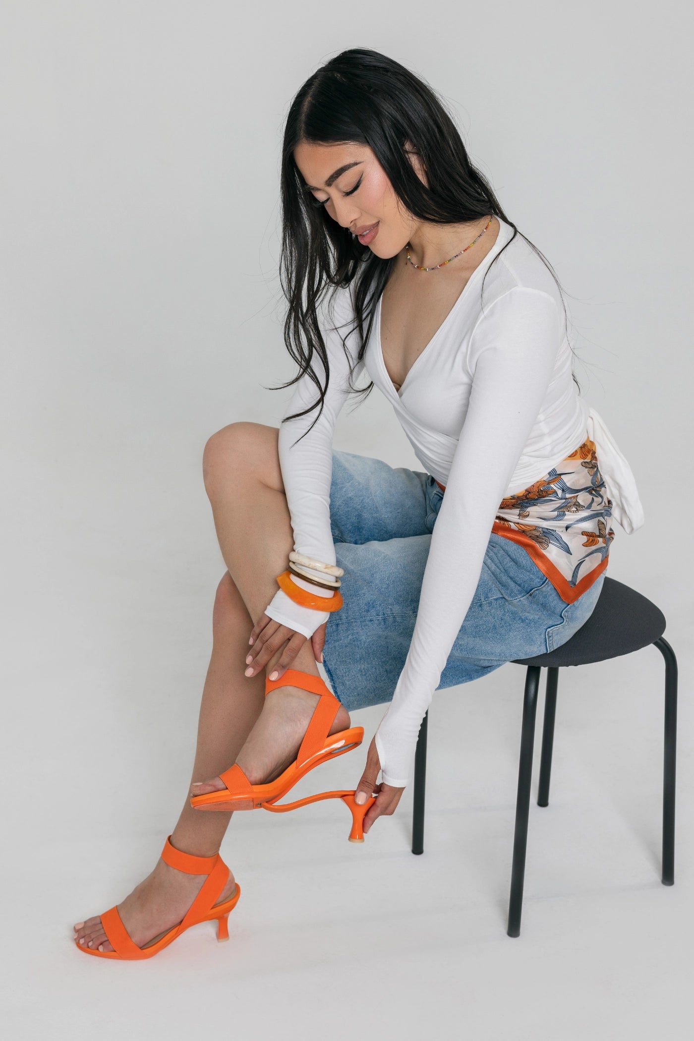 The Abby - Tangerine Elastic 4 Block