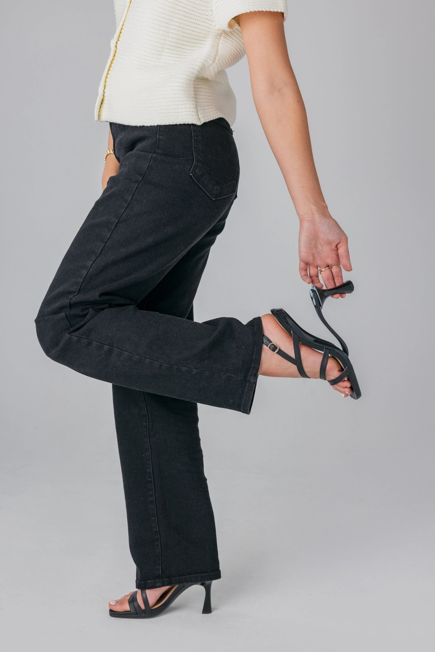 The Gia - Coal Leather 4 Stiletto