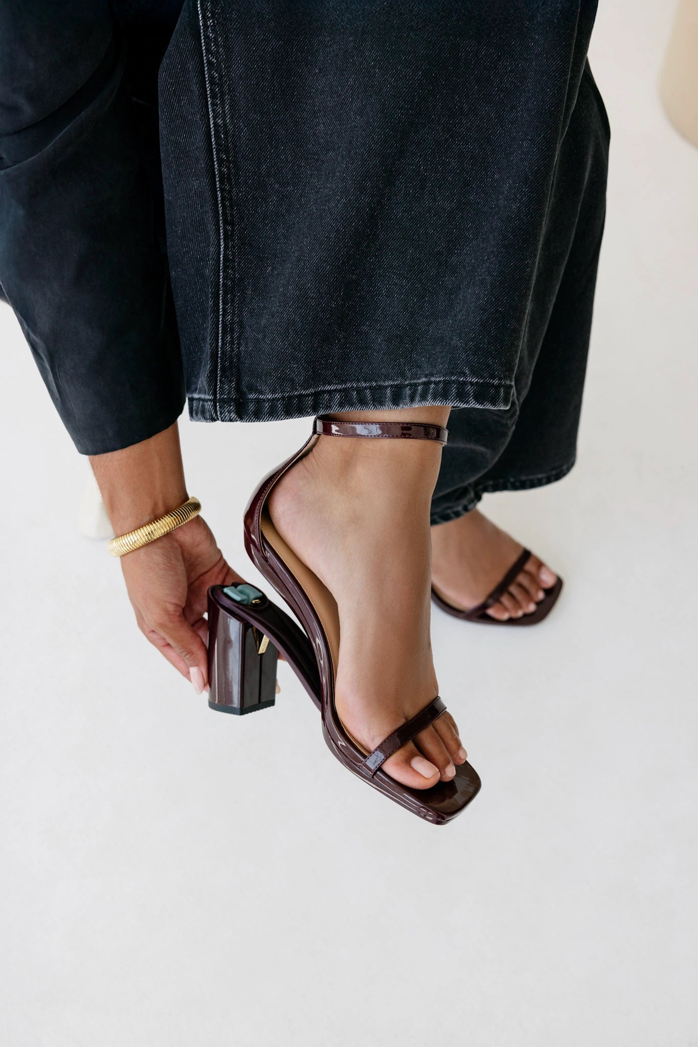 The Gigi - Cherry Mocha Patent 3 Block