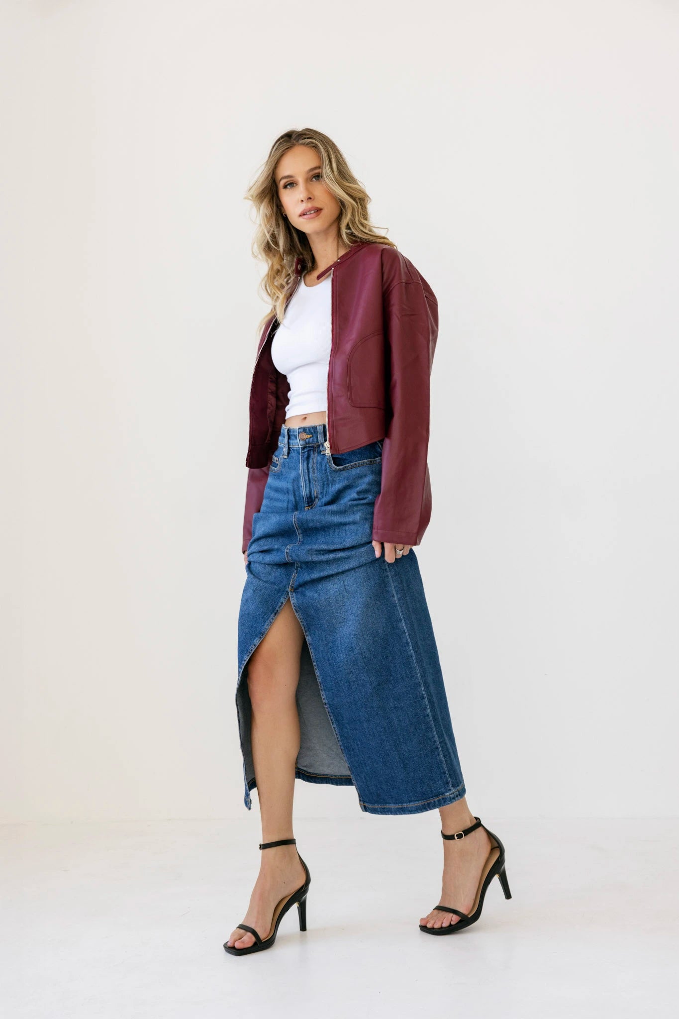 The Gigi - Coal Leather 4 Stiletto