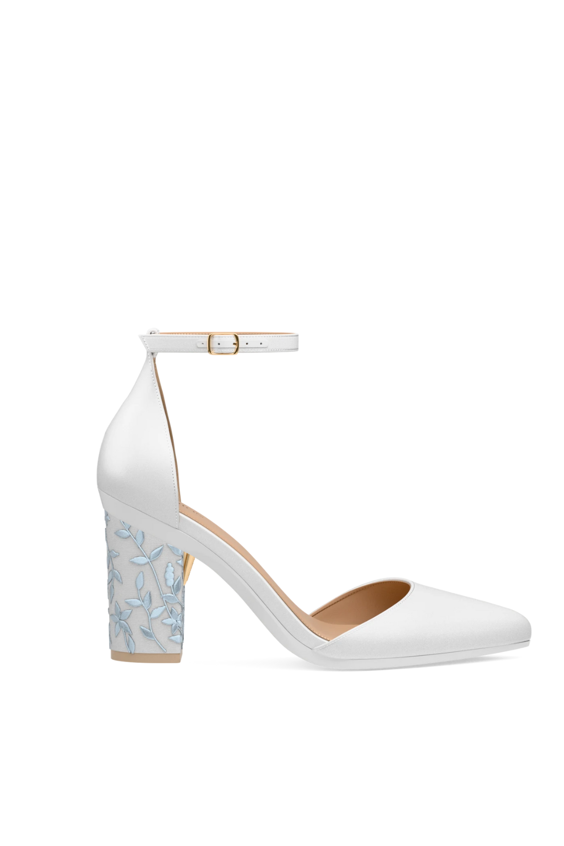 Block Heel Kit 4 White Floral Embroidery