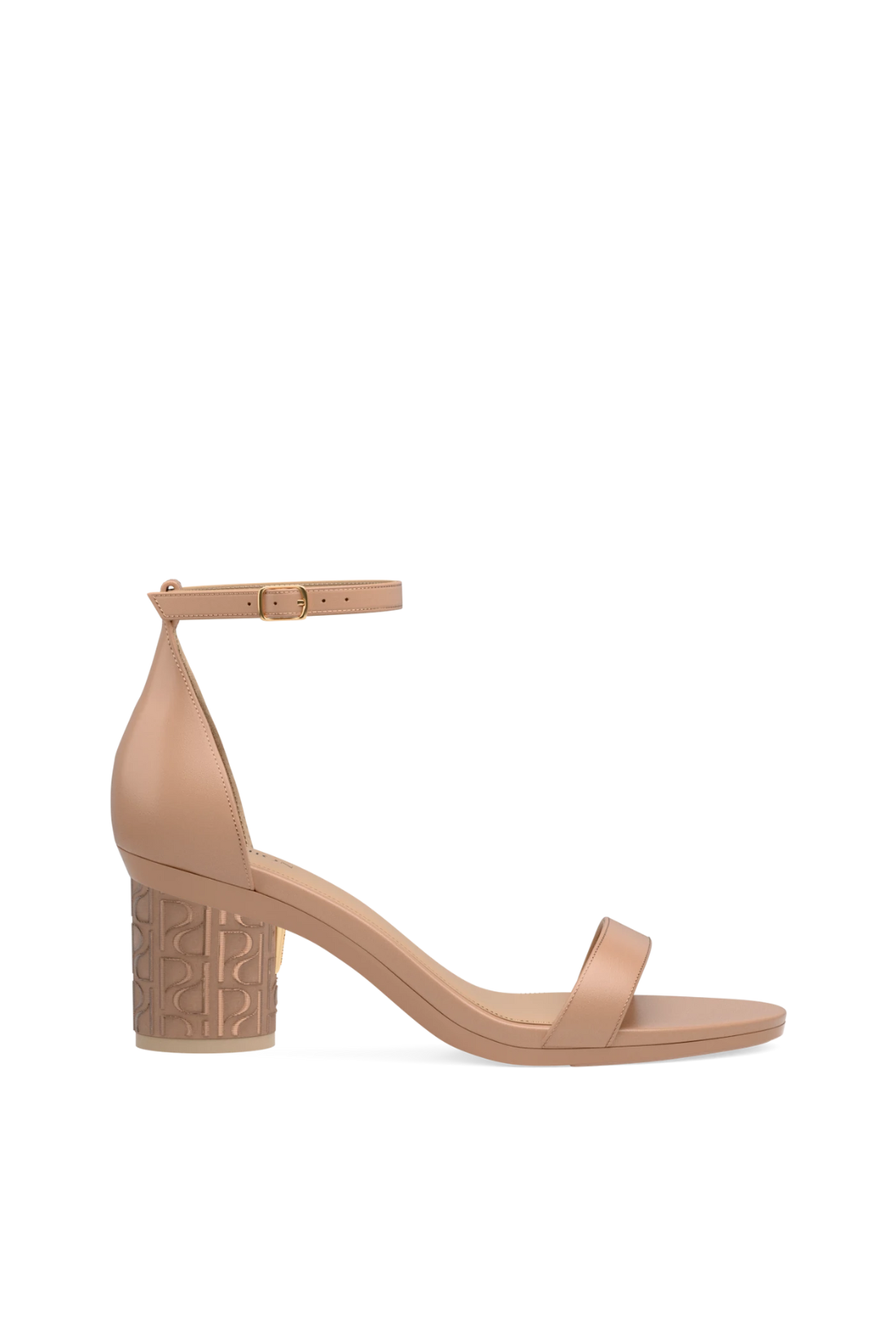 Cylinder Block Heel Kit 3 Latte Pashion Monogram Embroidery