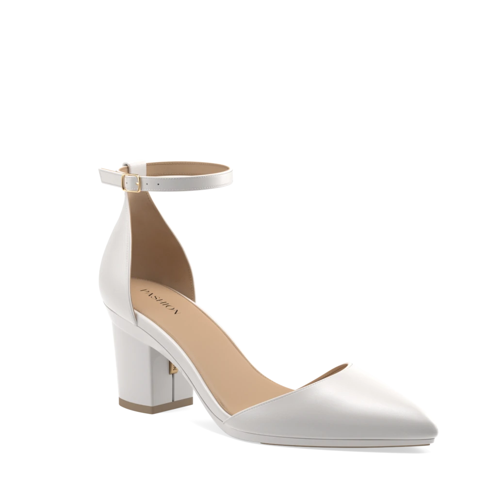 The D'Orsay - White Satin + Block Heel Kit 3 White