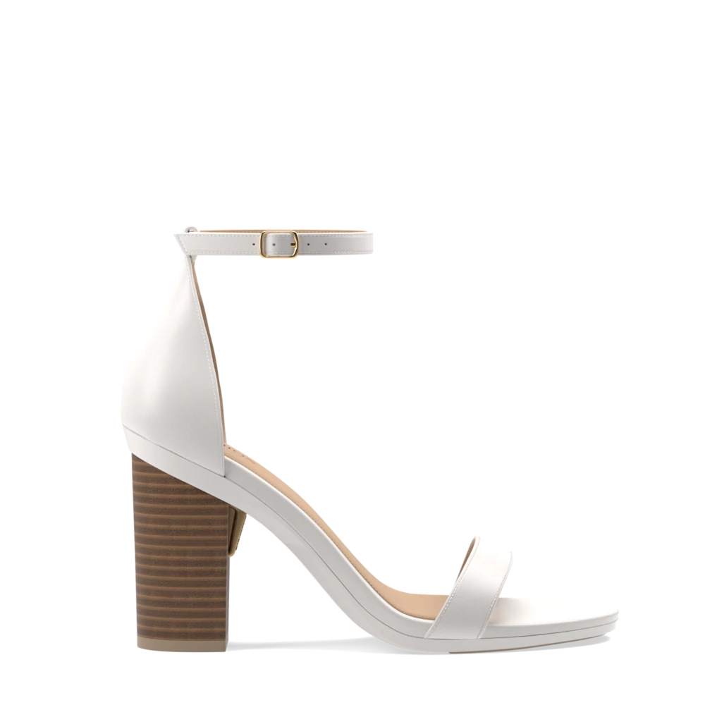 White wooden outlet heels