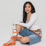 Abby Sandal - Tangerine Elastic 4 Block