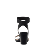 Abby Sandal - Coal Black Elastic 3 Block
