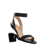 Abby Sandal - Coal Black Elastic 3 Block