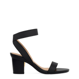 Abby Sandal - Coal Black Elastic 3 Block