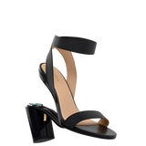 Abby Sandal - Coal Black Elastic 4 Block