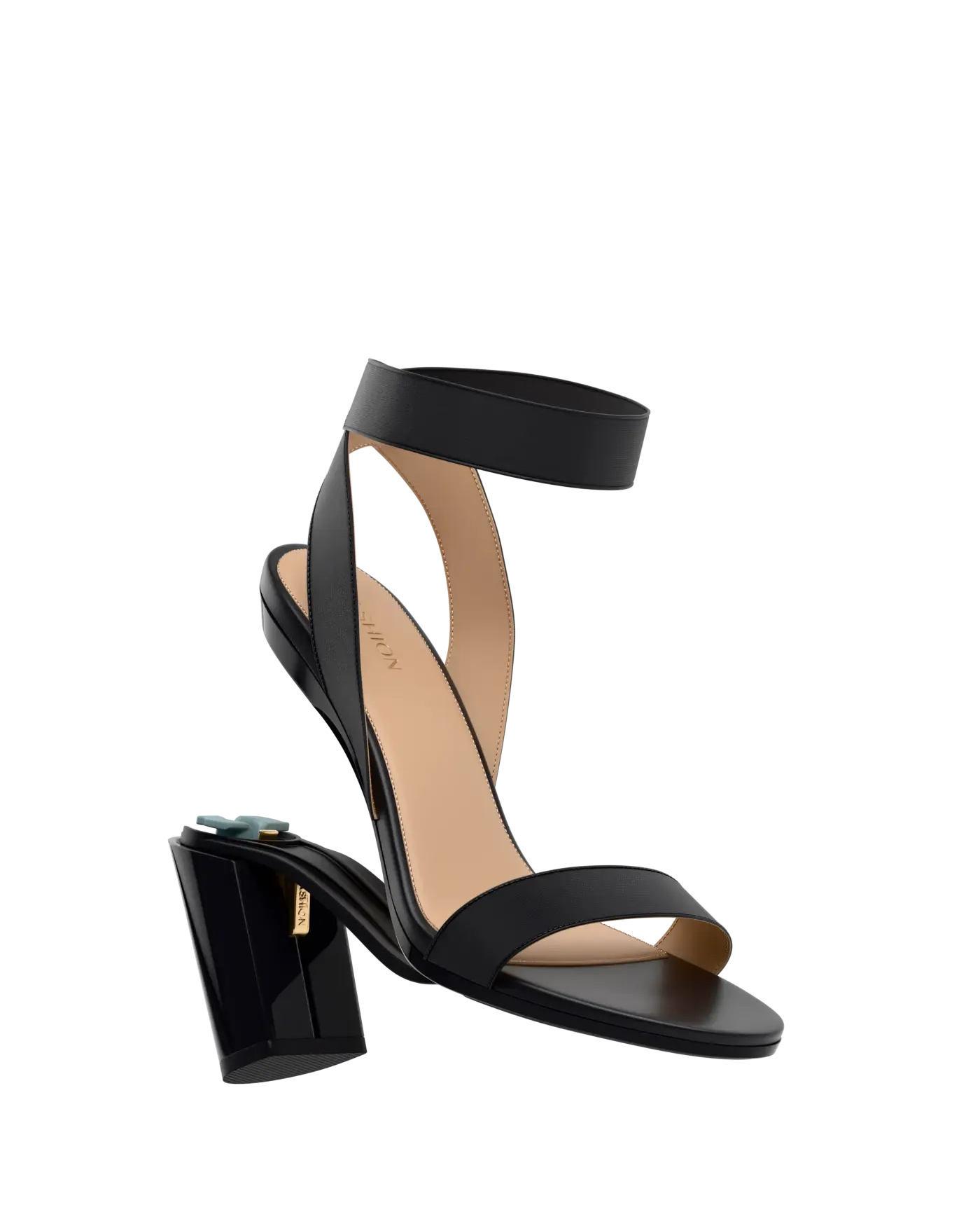 Abby Sandal - Coal Black Elastic 4 Block