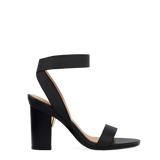 Abby Sandal - Coal Black Elastic 4 Block