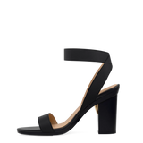 Abby Sandal - Coal Black Elastic 4 Block