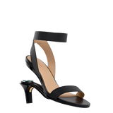 Abby Sandal - Coal Black Elastic 3 Stiletto
