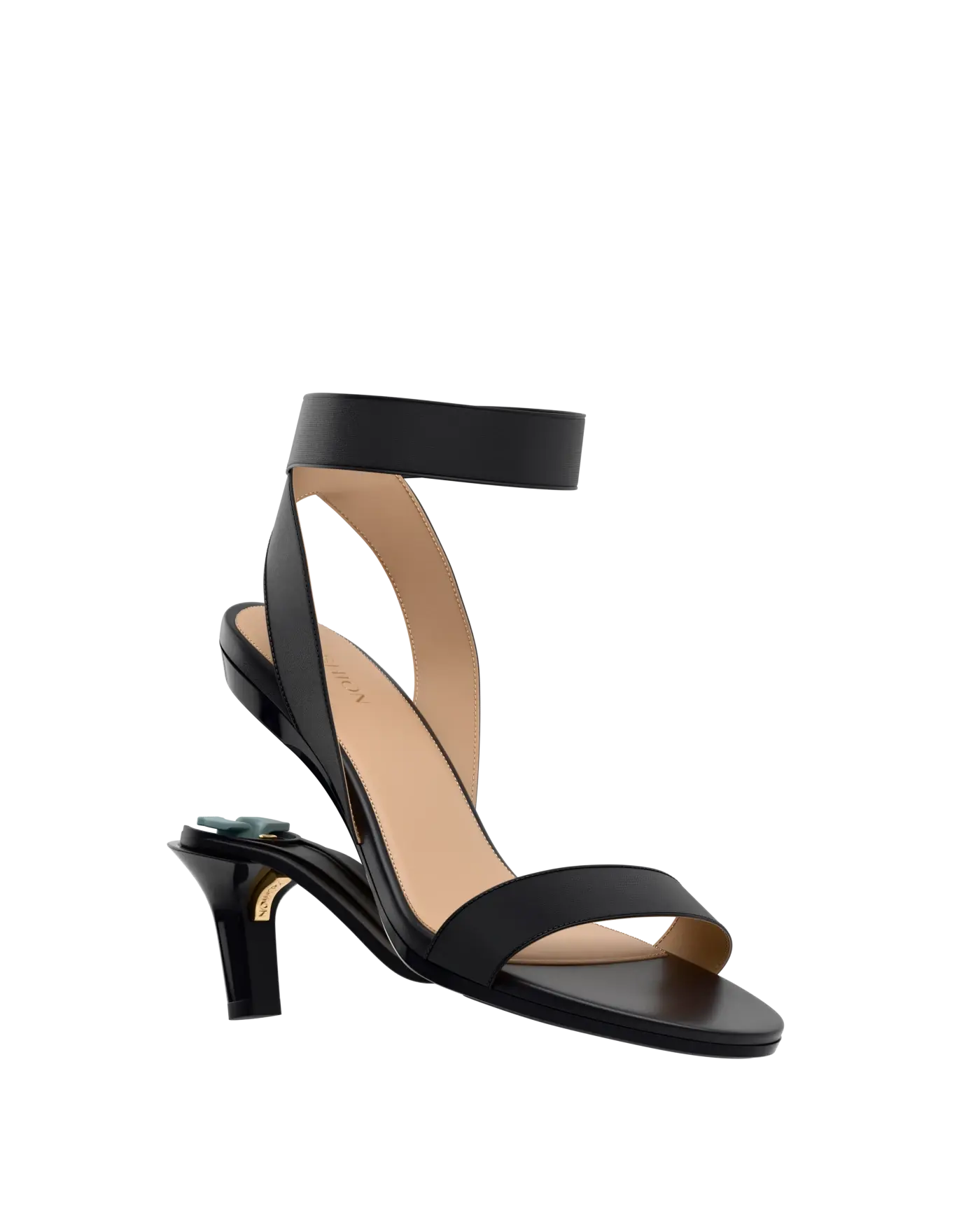 Abby Sandal - Coal Black Elastic 3 Stiletto