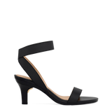 Abby Sandal - Coal Black Elastic 3 Stiletto