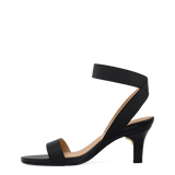 Abby Sandal - Coal Black Elastic 3 Stiletto