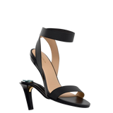 Abby Sandal - Coal Black Elastic 4 Stiletto