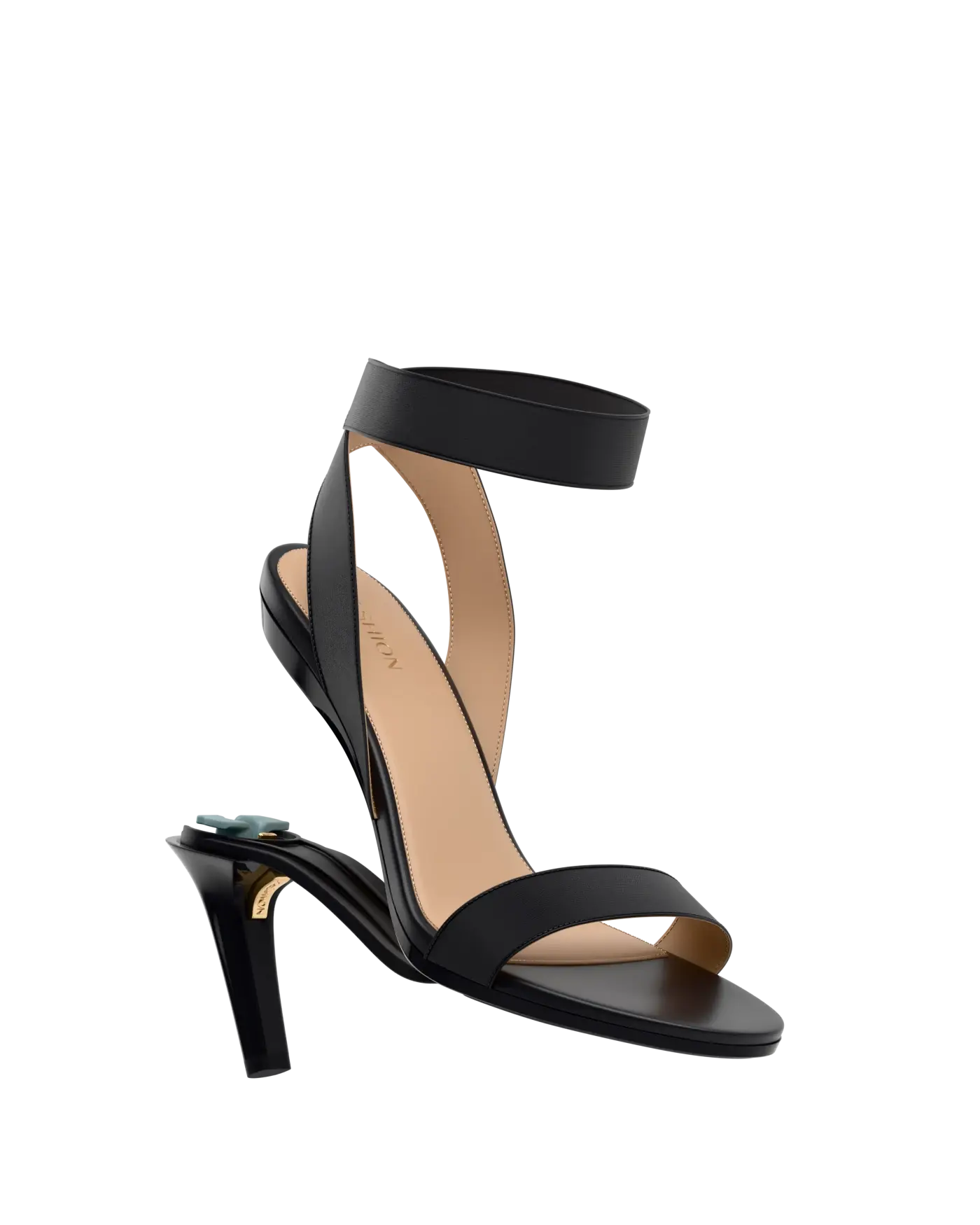 Abby Sandal - Coal Black Elastic 4 Stiletto