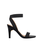 Abby Sandal - Coal Black Elastic 4 Stiletto