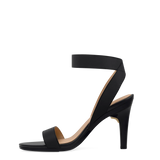 Abby Sandal - Coal Black Elastic 4 Stiletto