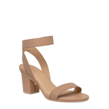 Abby Sandal - Latte Elastic 3 Block