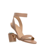 Abby Sandal - Latte Elastic 3 Block