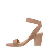 Abby Sandal - Latte Elastic 3 Block
