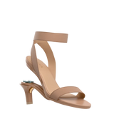 Abby Sandal - Latte Elastic 3 Stiletto